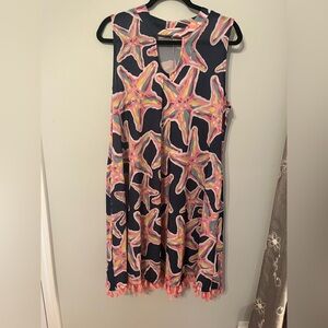 Simply Southern Navy and Pink Starfish Midi Dress